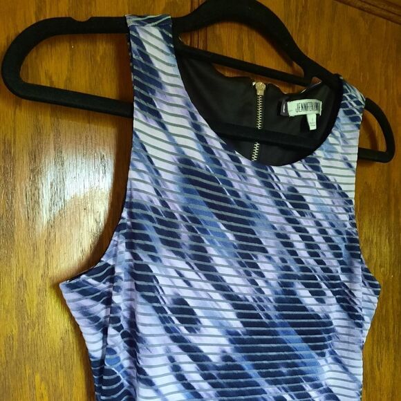 Jennifer Lopez Midi Tank Dress Stretchy Striped Purple - Picture 5 of 13